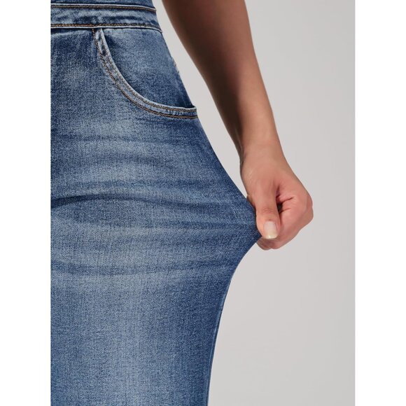 Women's Wide Leg Jeans High Waisted Stretch Baggy Denim Pants Casual - Picture 5 of 9